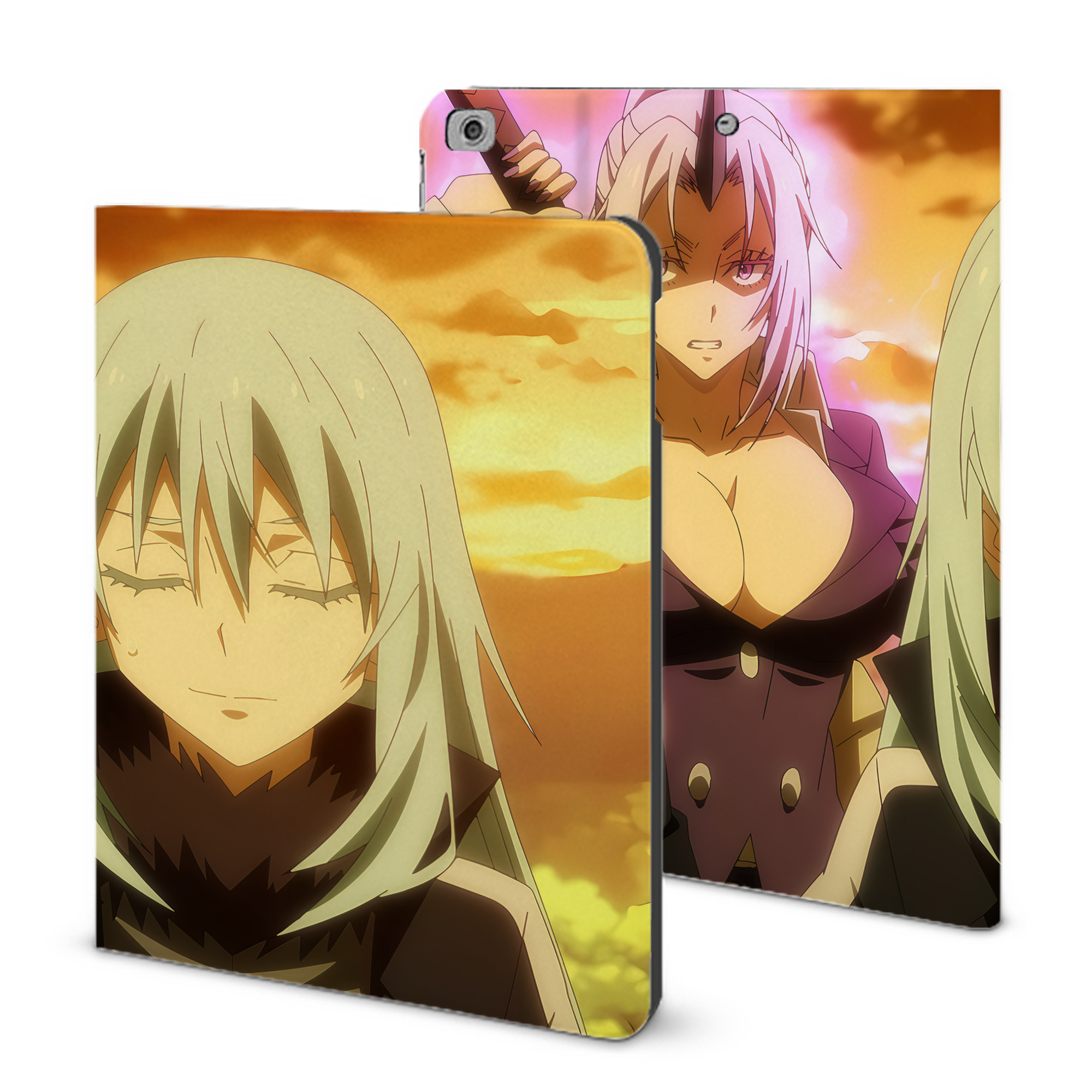 （画像用） 転スラ Regarding Reincarnated to Slime IPad ケース ブック型 PUレザー TPU 耐衝撃 軽量 薄型 ペン収納なし 全面保護 IPad 各モデル対応